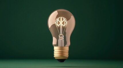 Illuminating Light Bulb Against Vibrant Green Background Symbolizing Creativity Innovation Energy Efficiency and Modern Design in a Minimalist Style