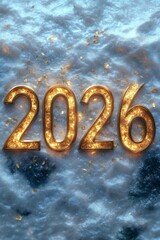 Golden, Shining Numbers 2026 With Sparkling Background For New Year Celebration And Winter Holidays