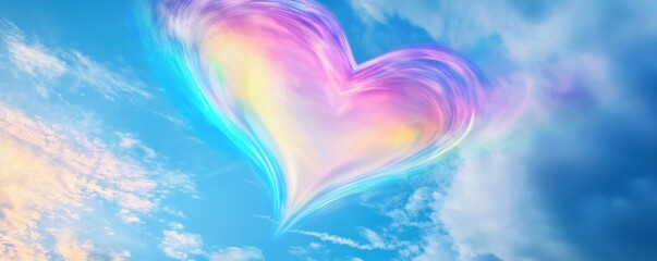 Heart-shaped colorful cloud formation in the sky nature art serene atmosphere dreamy viewpoint