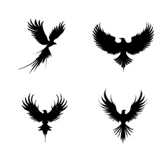 bird silhouette set, bird vector image.