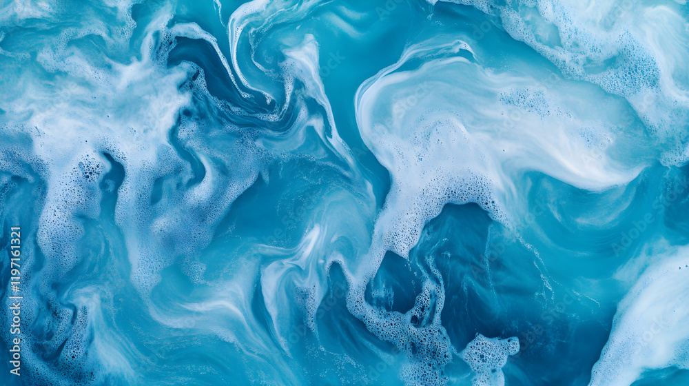 Wall mural the surface of water that flows around until it creates bubbles.