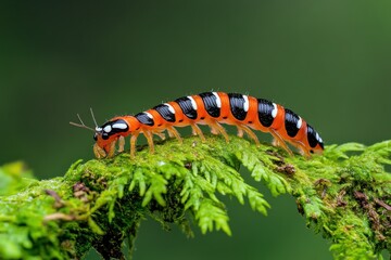 Fototapeta premium Centipede stretches out, showcasing its long body and many legs.