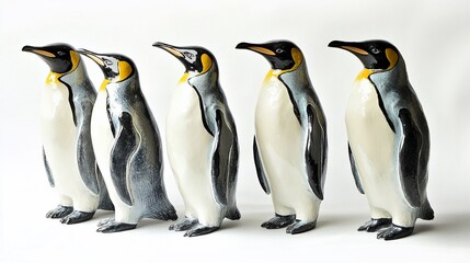 Fototapeta premium Four king penguins standing in a row. (1)