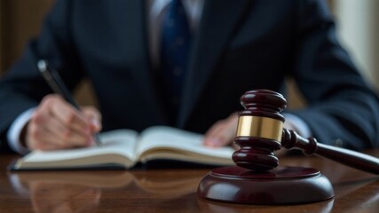 The judge's gavel is on the judge's desk. The hammer of justice.
