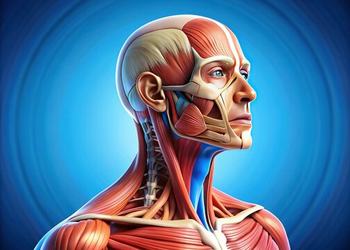 Human Anatomy: Sternal & Clavicular Head of Sternocleidomastoid Muscle - Detailed Medical Illustration