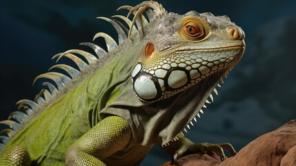 Obraz premium Close-up Portrait of a Green Iguana