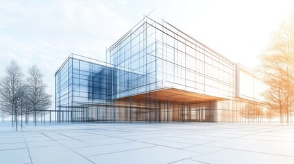 Modern Architectural Design: Blueprint of a Glass Building