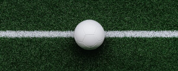 Exciting soccer ball on field's edge stadium sports action green turf ground level team spirit