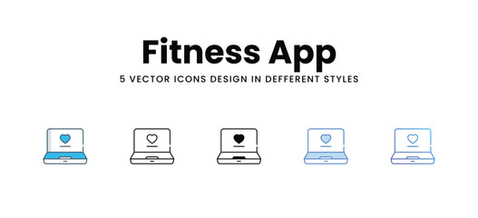 Fitness App icons in different style vector stock illustration