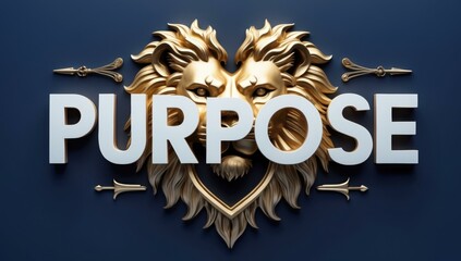 monetized Creator marketplace Youtube join Nft avatars LitRPG Bitcoin casino warriorplus Poap upGrad Republic.co Golden lion heads emblem with metallic "PURPOSE" text, symbolizing strength determinat