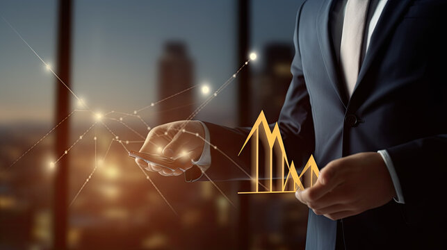 Businessman Analyzing Declining Financial Market Data on Digital Device - Powered by Adobe