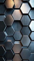 Obraz premium Seamless honeycomb patterns in metallic shades, industrial yet sleek for futuristic branding