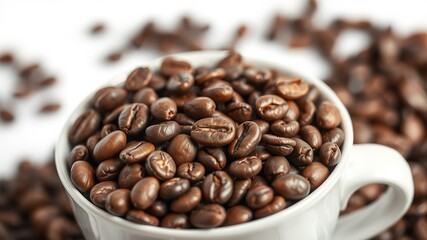 Fototapeta premium Coffee Bean-Filled Cup - Stunning Still Life