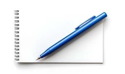 Naklejka premium Blue pen on a blank notepad ready for writing