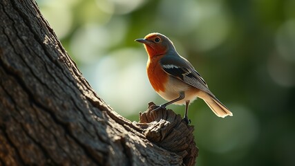 Fototapeta premium Colorful Bird on Tree Trunk - Stunning Nature Photography
