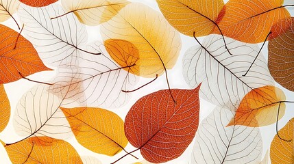 Fototapeta premium Translucent Autumn Leaves: A Delicate, Warm Impression