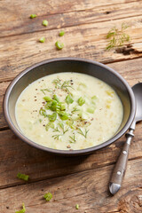 Potato Soup with Spring Onion Garnish