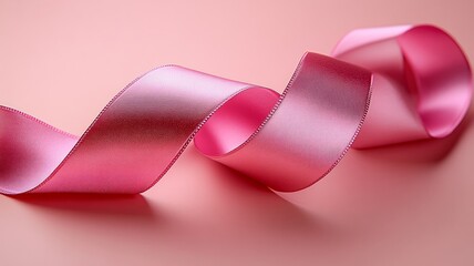 Elegant Pink Ribbon Curled on a Smooth Surface