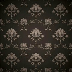 Dark Floral Damask Illustration