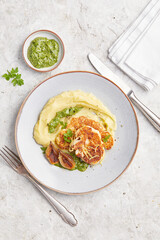 Fried Cauliflower Steaks with Creamed Potato