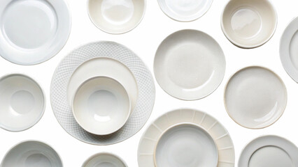 white plats on white background