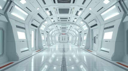 Futuristic Space Station Corridor - AI Photorealistic Scene