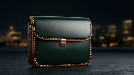 Stylish Green Leather Bag Adorned with Decorative Studs Exuding Fashionable Elegance Perfect for Chic Outings and Trendy Accessories for Women