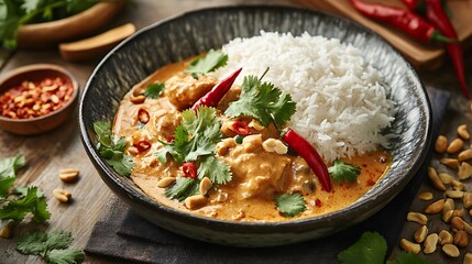 Obraz premium A beautiful and delicious hot massaman curry