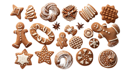 Gingerbread Cookie Mix on transparent background PNG.