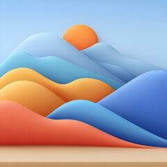 Abstract 3D Landscape Illustration