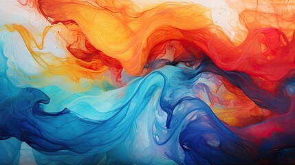 Abstract swirls of colorful paint on canvas