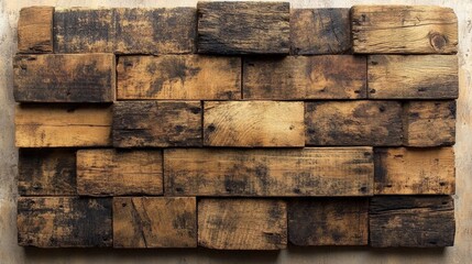 Rustic Brown Wood Brick Wall Texture Background