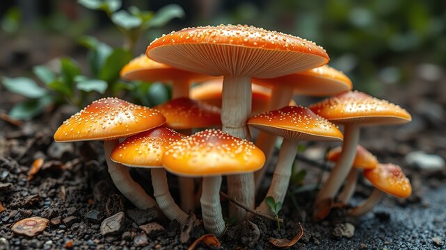 Oringi Mushrooms Social Distancing - Vibrant & Detailed AI Art