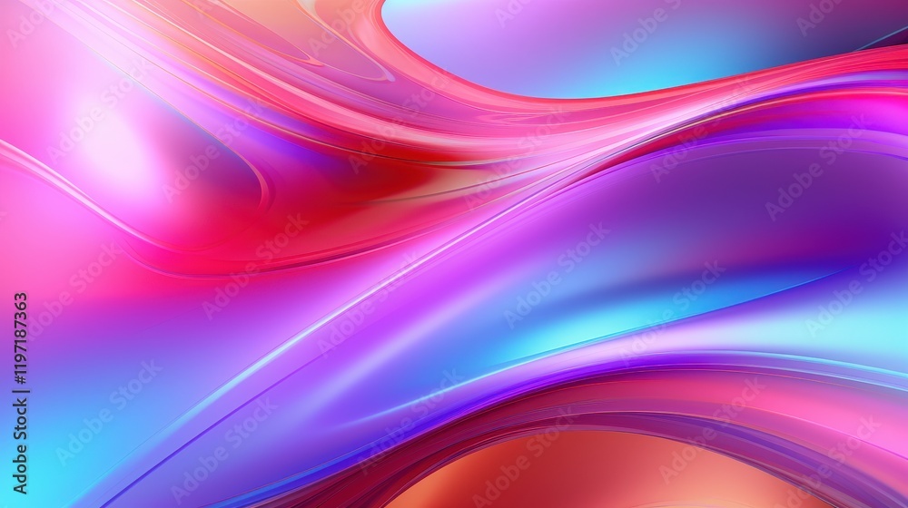 Poster Colorful Swirls of Metallic and Intricate Patterns Intertwine in a Luminous Abstract Art Display on a Vibrant Background