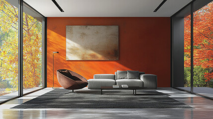 Spacious living room featuring a large window allowing natural light to fill the room furnished with a comfortable couch creating a cozy and inviting atmosphere for relaxation