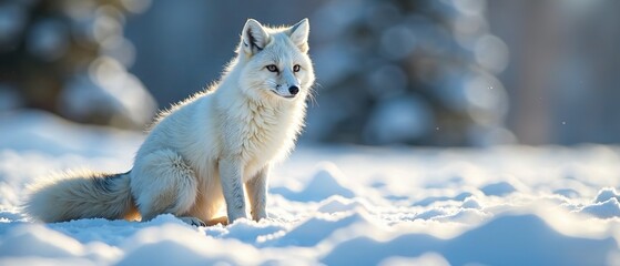 Fototapeta premium Arctic Fox in Snowy Landscape - Stunning Winter Scene