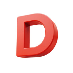 vivid red three-dimensional letter d against soft pink background