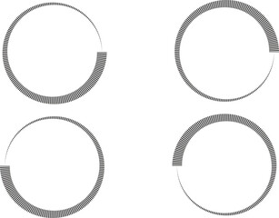 Stripes around the circle logo countdown graphic of a partially filled progress circular icon.