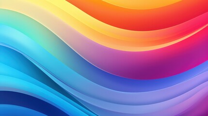Vibrant Abstract Rainbow Background with Soft Curves Perfect for LGBT Themes and Colorful Design Projects