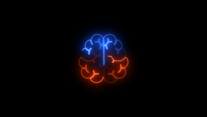 neon light glow brain icon illustration