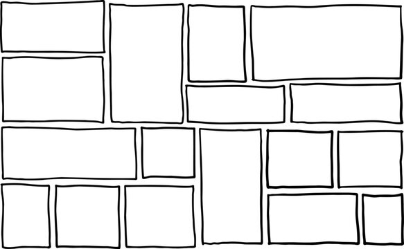 Border frame. Simple scratch brush empty doodle. Freehand grungy rectangle. Outline sketch drawn line. Black dirty scribble square collection