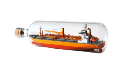 Encapsulated Ship on transparent background PNG.