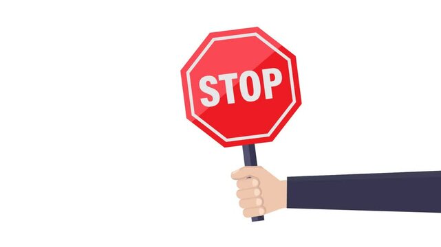 Hand hold stop sign animation
