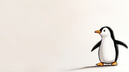 Naklejka premium Cartoon penguin with white background, taking step forward
