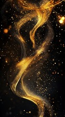 Elegant Golden Swirls with Sparkles and Dark Background