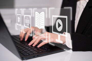 E-learning course cyberspace technology education online computer student school concept