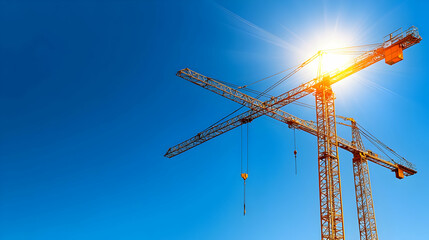 Construction Cranes Sunny Day Illustration
