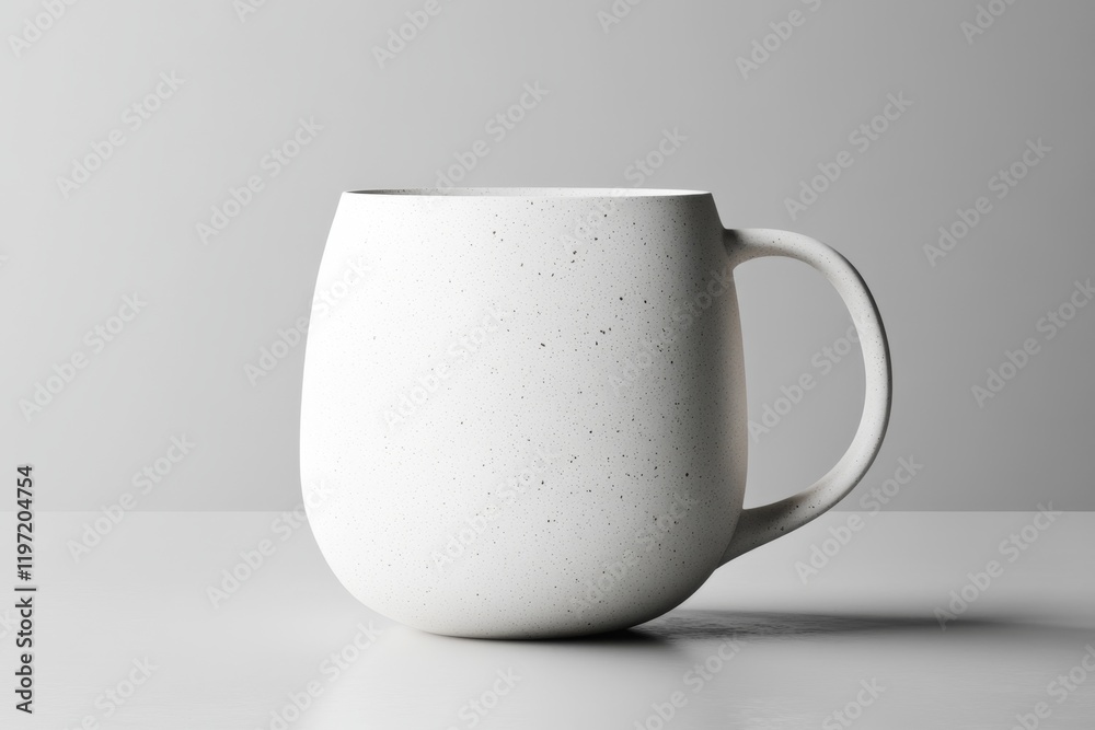 Poster A simple product visualization of a ceramic coffee mug with soft reflections and clean matte textures, rendered against a neutral background
