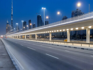 Fototapeta premium Night Cityscape Road, Elevated Highway