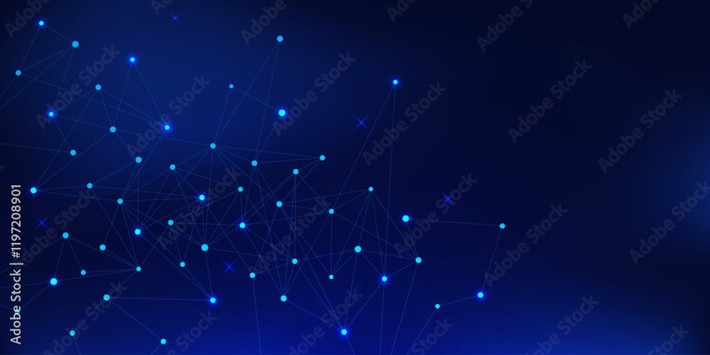 Poster abstract futuristic connected polygon plexus, digital data visualization, network connection, scienc